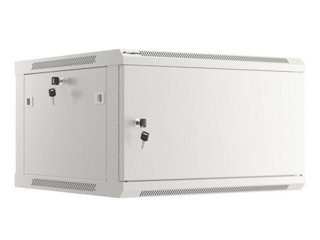 RACKSKÅP 19" VÄGGMONTERAT 6U/600X600 FÖR SJÄLVMONTERING MED METALLDÖRR GRÅ LANBERG (FLAT PACK)