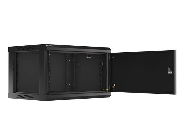 RACKSKÅP 19" VÄGGMONTERAT 6U/600X450 FÖR SJÄLVMONTERING MED METALLDÖRR SVART LANBERG (FLAT PACK)