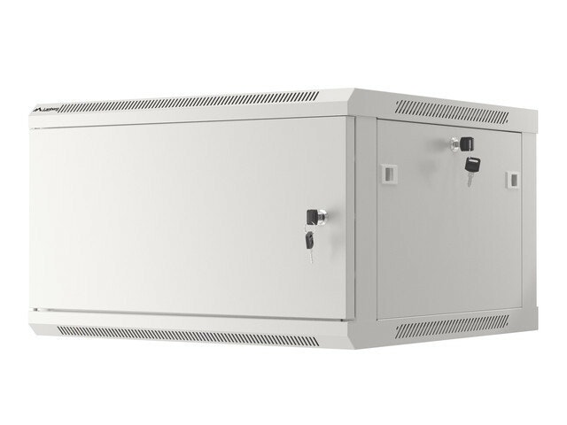 RACKSKÅP 19" VÄGGMONTERAT 6U/600X600 FÖR SJÄLVMONTERING MED METALLDÖRR GRÅ LANBERG (FLAT PACK)