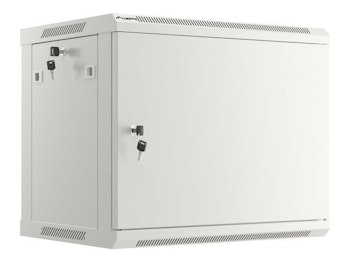 RACKSKÅP 19" VÄGGMONTERAT 9U/600X450 FÖR SJÄLVMONTERING MED METALLDÖRR GRÅ LANBERG (FLAT PACK)