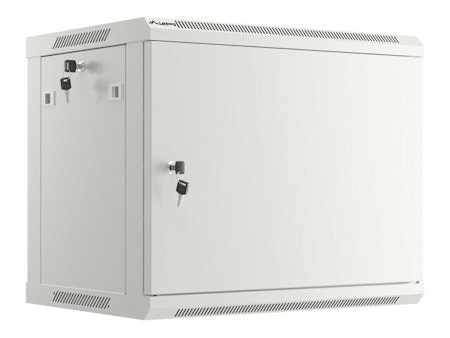 RACKSKÅP 19" VÄGGMONTERAT 9U/600X450 FÖR SJÄLVMONTERING MED METALLDÖRR GRÅ LANBERG (FLAT PACK)