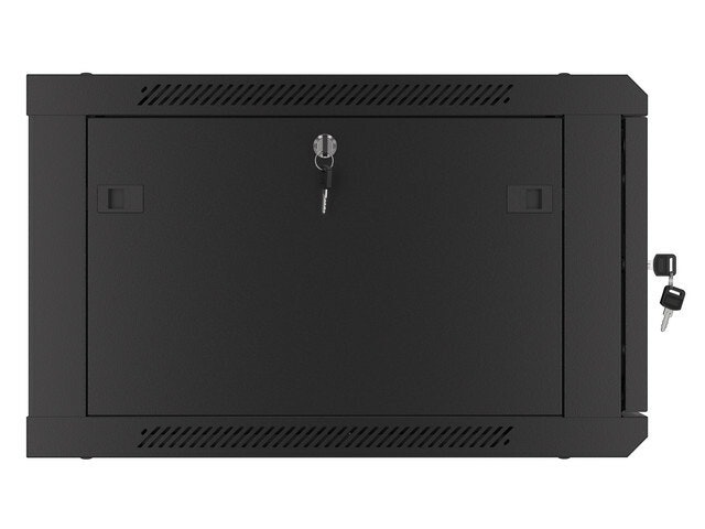 RACKSKÅP 19" VÄGGMONTERAT 6U/600X600 FÖR SJÄLVMONTERING MED METALLDÖRR SVART LANBERG (FLAT PACK)