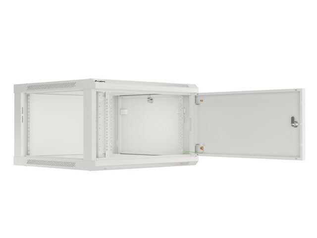 RACKSKÅP 19" VÄGGMONTERAT 6U/600X600 FÖR SJÄLVMONTERING MED METALLDÖRR GRÅ LANBERG (FLAT PACK)