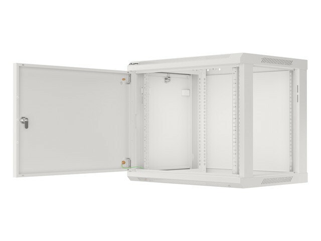 RACKSKÅP 19" VÄGGMONTERAT 9U/600X450 FÖR SJÄLVMONTERING MED METALLDÖRR GRÅ LANBERG (FLAT PACK)