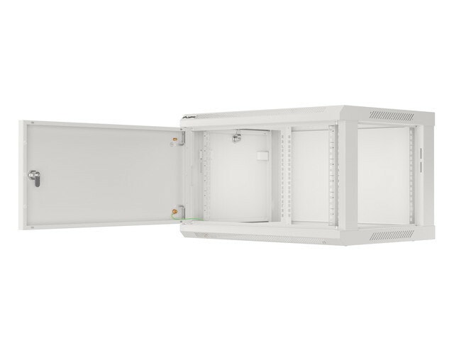 RACKSKÅP 19" VÄGGMONTERAT 6U/600X450 FÖR SJÄLVMONTERING MED METALLDÖRR GRÅ LANBERG (FLAT PACK)