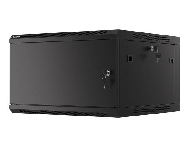 RACKSKÅP 19" VÄGGMONTERAT 6U/600X600 FÖR SJÄLVMONTERING MED METALLDÖRR SVART LANBERG (FLAT PACK)