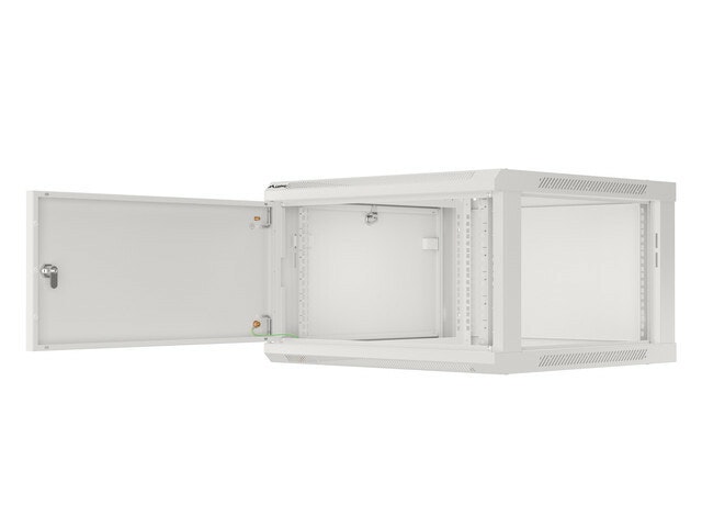 RACKSKÅP 19" VÄGGMONTERAT 6U/600X600 FÖR SJÄLVMONTERING MED METALLDÖRR GRÅ LANBERG (FLAT PACK)