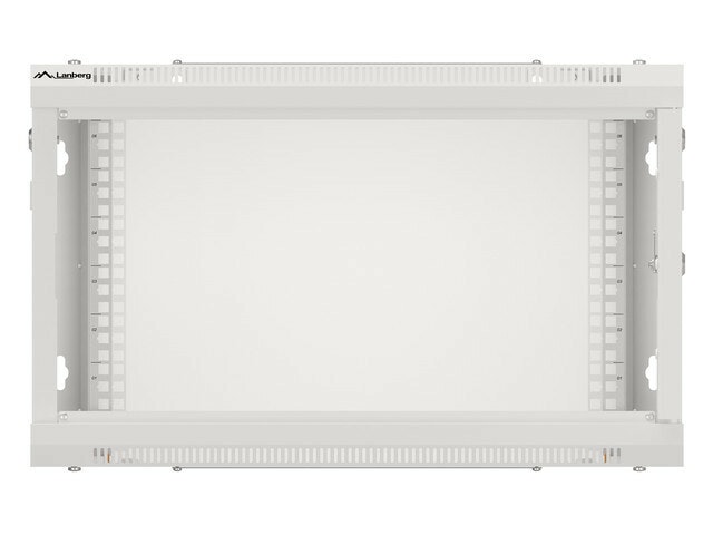 RACKSKÅP 19" VÄGGMONTERAT 6U/600X450 FÖR SJÄLVMONTERING MED METALLDÖRR GRÅ LANBERG (FLAT PACK)