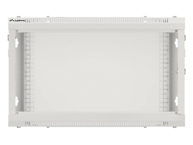 RACKSKÅP 19" VÄGGMONTERAT 6U/600X600 FÖR SJÄLVMONTERING MED METALLDÖRR GRÅ LANBERG (FLAT PACK)