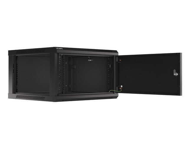 RACKSKÅP 19" VÄGGMONTERAT 6U/600X600 FÖR SJÄLVMONTERING MED METALLDÖRR SVART LANBERG (FLAT PACK)