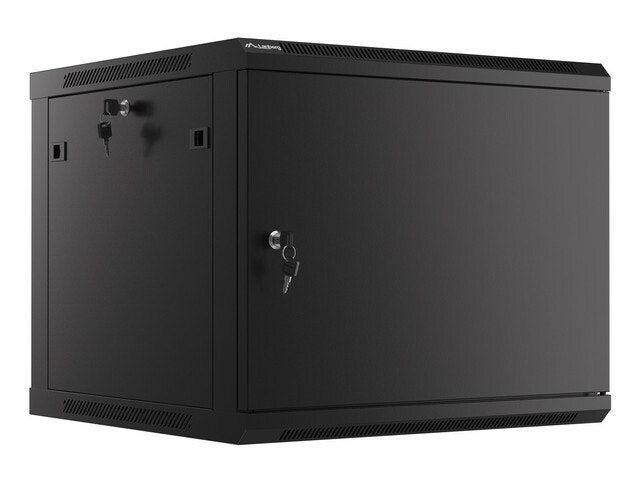 RACKSKÅP 19" VÄGGMONTERAT 9U/600X600 FÖR SJÄLVMONTERING MED METALLDÖRR SVART LANBERG (FLAT PACK)