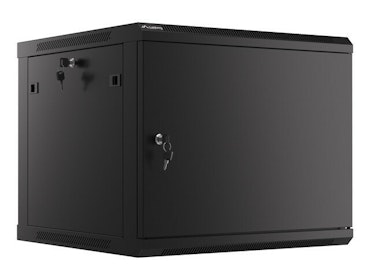 RACKSKÅP 19" VÄGGMONTERAT 9U/600X600 FÖR SJÄLVMONTERING MED METALLDÖRR SVART LANBERG (FLAT PACK)
