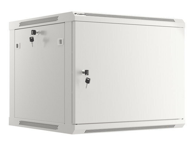 RACKSKÅP 19" VÄGGMONTERAT 9U/600X600 FÖR SJÄLVMONTERING MED METALLDÖRR GRÅ LANBERG (FLAT PACK)