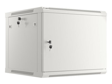 RACKSKÅP 19" VÄGGMONTERAT 9U/600X600 FÖR SJÄLVMONTERING MED METALLDÖRR GRÅ LANBERG (FLAT PACK)