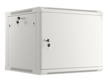 RACKSKÅP 19" VÄGGMONTERAT 9U/600X600 FÖR SJÄLVMONTERING MED METALLDÖRR GRÅ LANBERG (FLAT PACK)