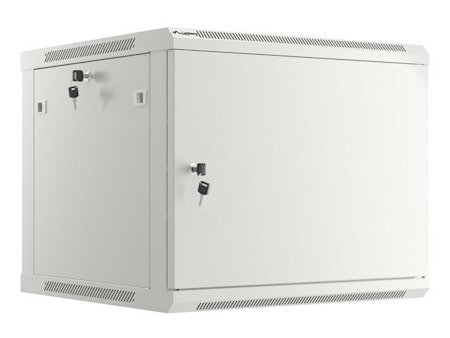 RACKSKÅP 19" VÄGGMONTERAT 9U/600X600 FÖR SJÄLVMONTERING MED METALLDÖRR GRÅ LANBERG (FLAT PACK)