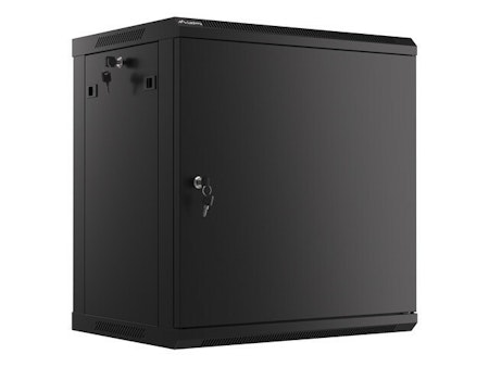 RACKSKÅP 19" VÄGGMONTERAT 12U/600X450 FÖR SJÄLVMONTERING MED METALLDÖRR SVART LANBERG (FLAT PACK)