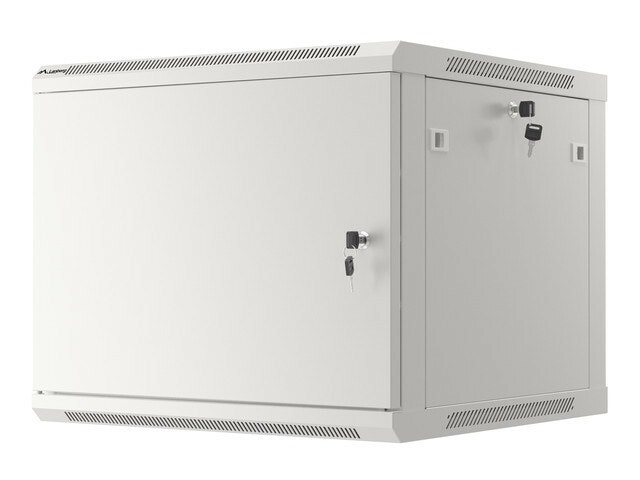 RACKSKÅP 19" VÄGGMONTERAT 9U/600X600 FÖR SJÄLVMONTERING MED METALLDÖRR GRÅ LANBERG (FLAT PACK)