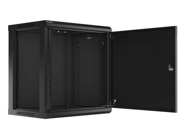 RACKSKÅP 19" VÄGGMONTERAT 12U/600X450 FÖR SJÄLVMONTERING MED METALLDÖRR SVART LANBERG (FLAT PACK)