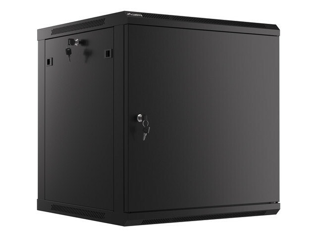 RACKSKÅP 19" VÄGGMONTERAT 12U/600X600 FÖR SJÄLVMONTERING MED METALLDÖRR SVART LANBERG (FLAT PACK)