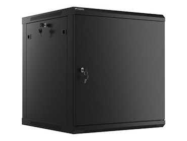 RACKSKÅP 19" VÄGGMONTERAT 12U/600X600 FÖR SJÄLVMONTERING MED METALLDÖRR SVART LANBERG (FLAT PACK)
