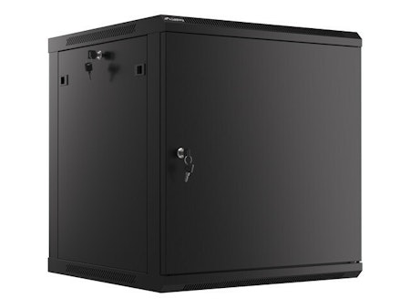 RACKSKÅP 19" VÄGGMONTERAT 12U/600X600 FÖR SJÄLVMONTERING MED METALLDÖRR SVART LANBERG (FLAT PACK)