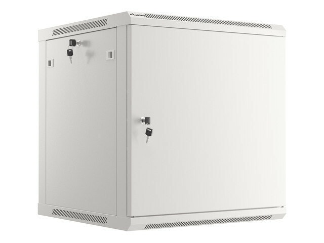 RACKSKÅP 19" VÄGGMONTERAT 12U/600X600 FÖR SJÄLVMONTERING MED METALLDÖRR GRÅ LANBERG (FLAT PACK)