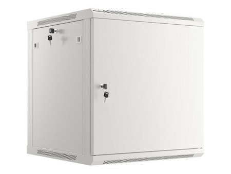RACKSKÅP 19" VÄGGMONTERAT 12U/600X600 FÖR SJÄLVMONTERING MED METALLDÖRR GRÅ LANBERG (FLAT PACK)