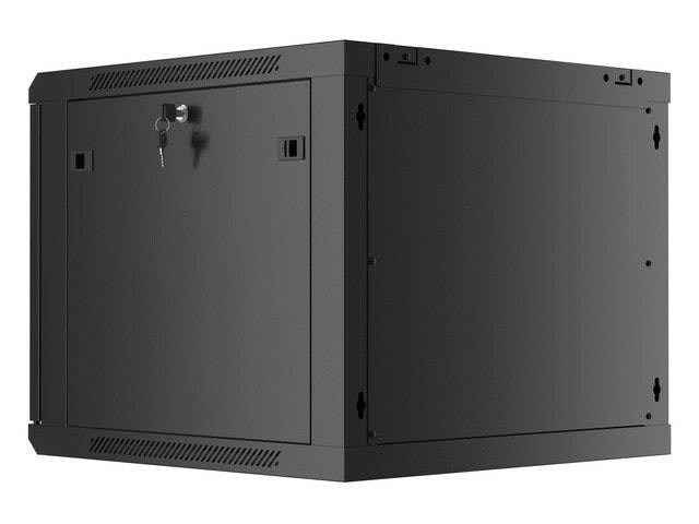 RACKSKÅP 19" VÄGGMONTERAT 9U/600X600 FÖR SJÄLVMONTERING MED METALLDÖRR SVART LANBERG (FLAT PACK)