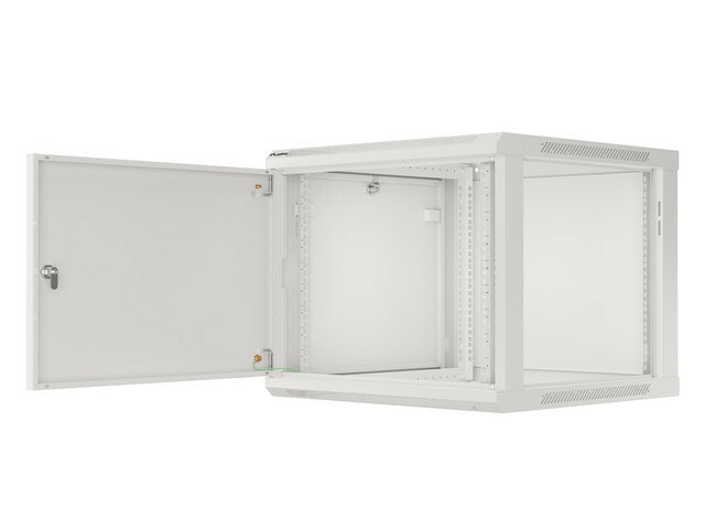 RACKSKÅP 19" VÄGGMONTERAT 9U/600X600 FÖR SJÄLVMONTERING MED METALLDÖRR GRÅ LANBERG (FLAT PACK)