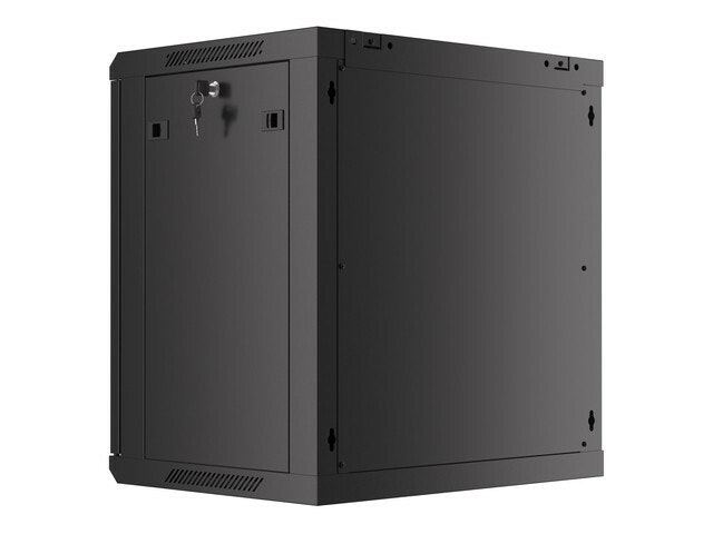 RACKSKÅP 19" VÄGGMONTERAT 12U/600X450 FÖR SJÄLVMONTERING MED METALLDÖRR SVART LANBERG (FLAT PACK)