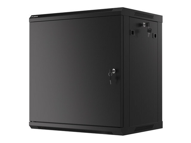 RACKSKÅP 19" VÄGGMONTERAT 12U/600X450 FÖR SJÄLVMONTERING MED METALLDÖRR SVART LANBERG (FLAT PACK)