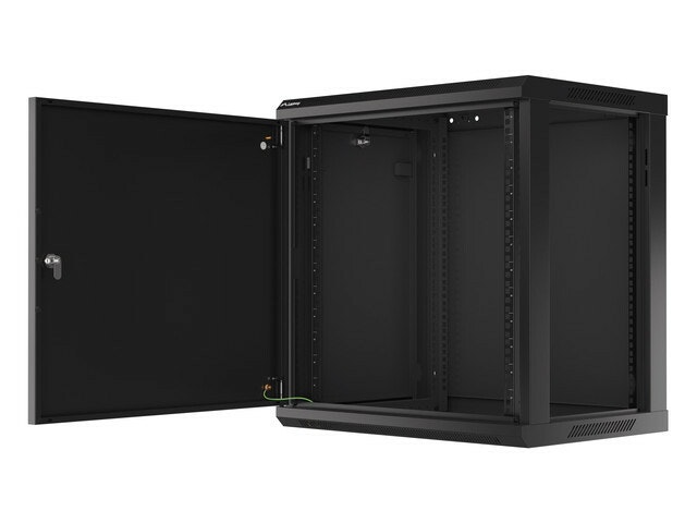 RACKSKÅP 19" VÄGGMONTERAT 12U/600X450 FÖR SJÄLVMONTERING MED METALLDÖRR SVART LANBERG (FLAT PACK)
