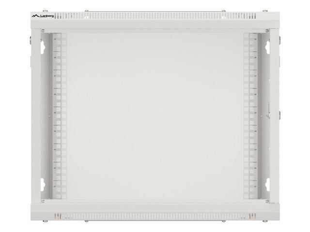 RACKSKÅP 19" VÄGGMONTERAT 9U/600X600 FÖR SJÄLVMONTERING MED METALLDÖRR GRÅ LANBERG (FLAT PACK)