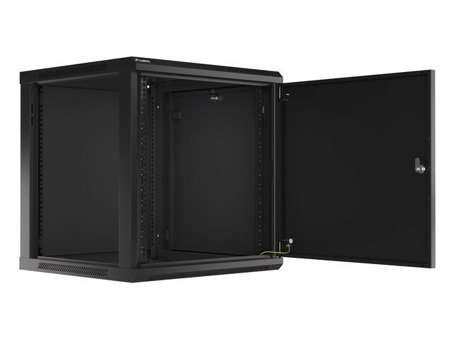RACKSKÅP 19" VÄGGMONTERAT 12U/600X600 FÖR SJÄLVMONTERING MED METALLDÖRR SVART LANBERG (FLAT PACK)
