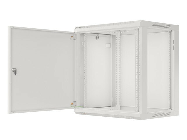 RACKSKÅP 19" VÄGGMONTERAT 12U/600X450 FÖR SJÄLVMONTERING MED METALLDÖRR GRÅ LANBERG (FLAT PACK)