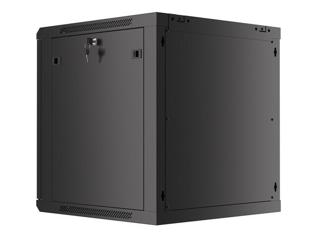 RACKSKÅP 19" VÄGGMONTERAT 12U/600X600 FÖR SJÄLVMONTERING MED METALLDÖRR SVART LANBERG (FLAT PACK)