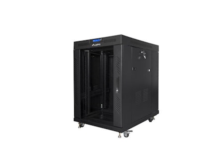RACKSKÅP 19" FRISTÅENDE 15U/600X800 (FLAT PACK) MED GLASDÖRR LCD SVART LANBERG V2