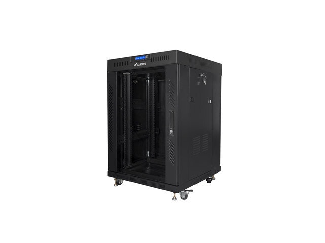 RACKSKÅP 19" FRISTÅENDE 15U/600X600 (FLAT PACK) MED GLASDÖRR LCD SVART LANBERG V2
