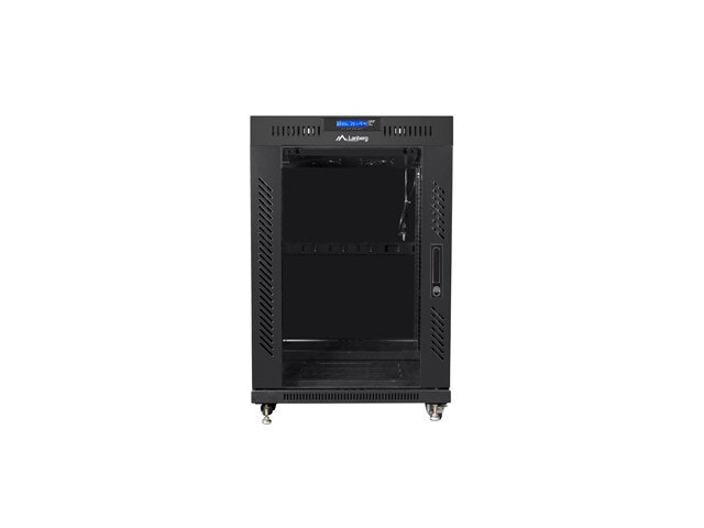 RACKSKÅP 19" FRISTÅENDE 15U/600X800 (FLAT PACK) MED GLASDÖRR LCD SVART LANBERG V2
