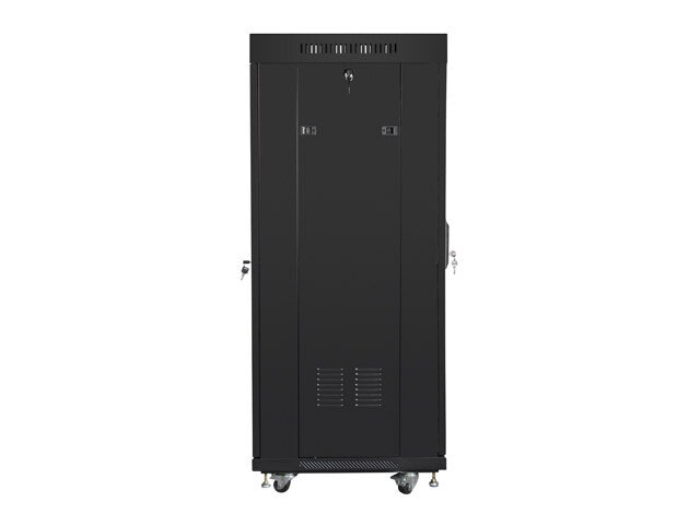 RACKSKÅP 19" FRISTÅENDE 27U/600X600 (FLAT PACK) MED GLASDÖRR LCD SVART LANBERG V2