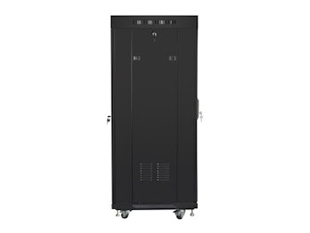 RACKSKÅP 19" FRISTÅENDE 27U/600X600 (FLAT PACK) MED GLASDÖRR LCD SVART LANBERG V2