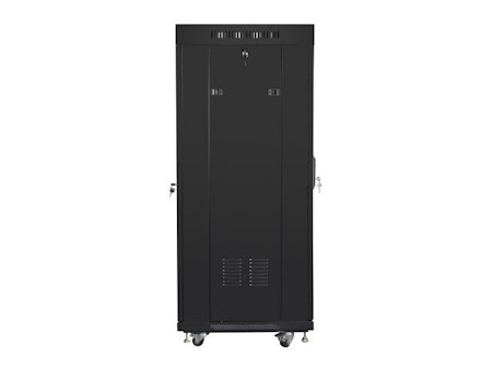 RACKSKÅP 19" FRISTÅENDE 27U/600X600 (FLAT PACK) MED GLASDÖRR LCD SVART LANBERG V2