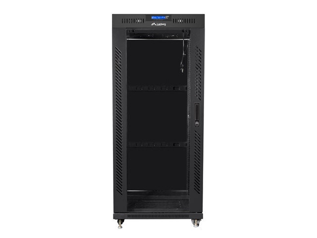 RACKSKÅP 19" FRISTÅENDE 27U/600X600 (FLAT PACK) MED GLASDÖRR LCD SVART LANBERG V2