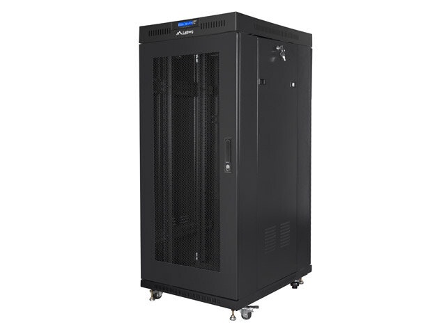 RACKSKÅP 19" FRISTÅENDE 27U/600X800 (FLAT PACK) MED NÄTDÖRR LCD SVART LANBERG V2