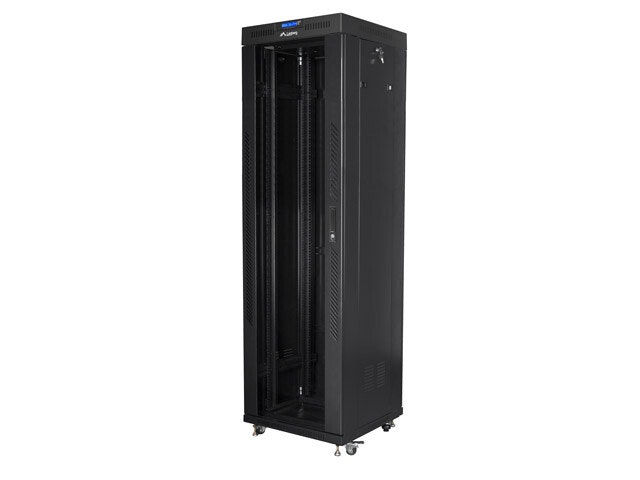RACKSKÅP 19" FRISTÅENDE 42U/600X600 (FLAT PACK) MED GLASDÖRR LCD SVART LANBERG V2