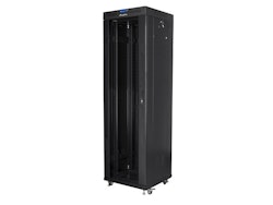RACKSKÅP 19" FRISTÅENDE 42U/600X600 (FLAT PACK) MED GLASDÖRR LCD SVART LANBERG V2