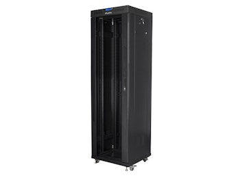 RACKSKÅP 19" FRISTÅENDE 42U/600X600 (FLAT PACK) MED GLASDÖRR LCD SVART LANBERG V2