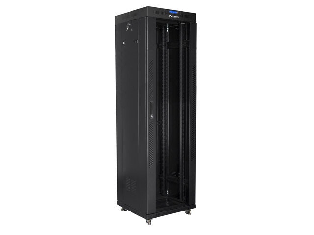 RACKSKÅP 19" FRISTÅENDE 42U/600X600 (FLAT PACK) MED GLASDÖRR LCD SVART LANBERG V2