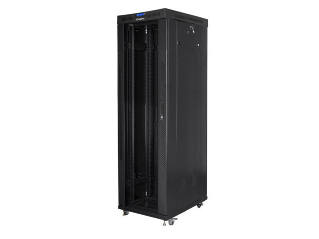 RACKSKÅP 19" FRISTÅENDE 42U/600X1000 (FLAT PACK) MED GLASDÖRR LCD SVART LANBERG V2